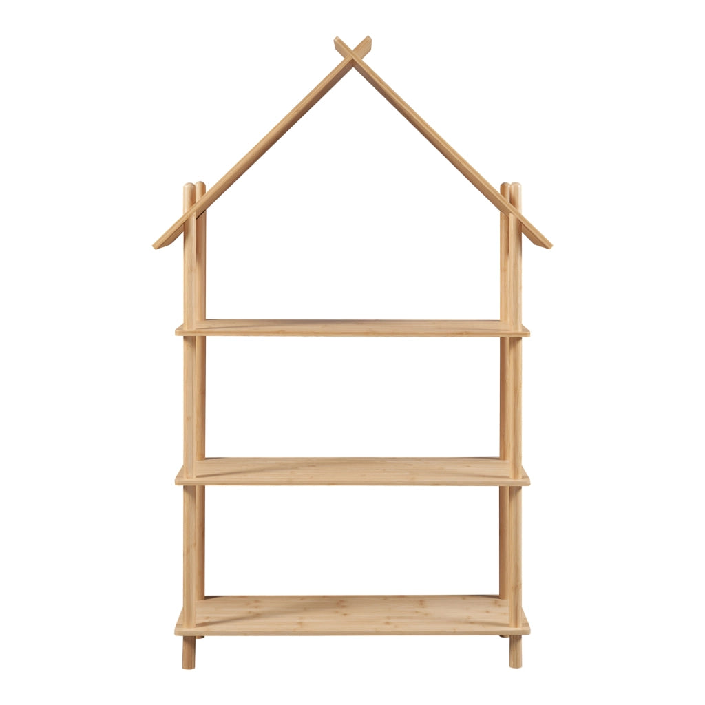 Scaffale per Cameretta Hamarøy Tettuccio a Capanna - Bambù color Naturale [en.casa]