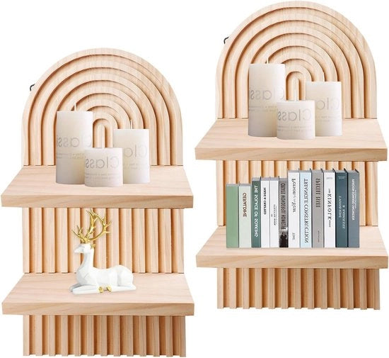 Set di 2 pannelli per parete in legno senza fori per soggiorno - decorazione per parete boho - decorazione per foto e tavolo