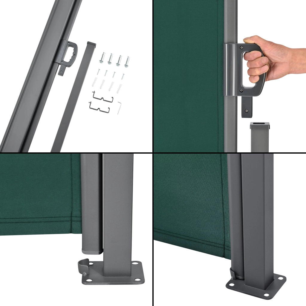 Tenda per balcone laterale acciaio poliestere 180 x 300 cm verde scuro 03_0006579