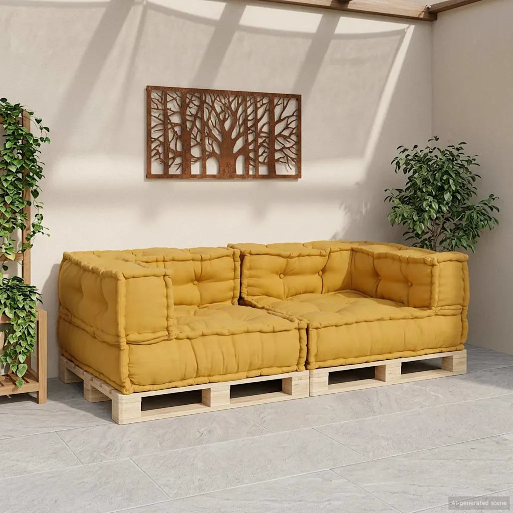 vidaXL Pouf Modulare Giallo 140x70x36 in Tessuto