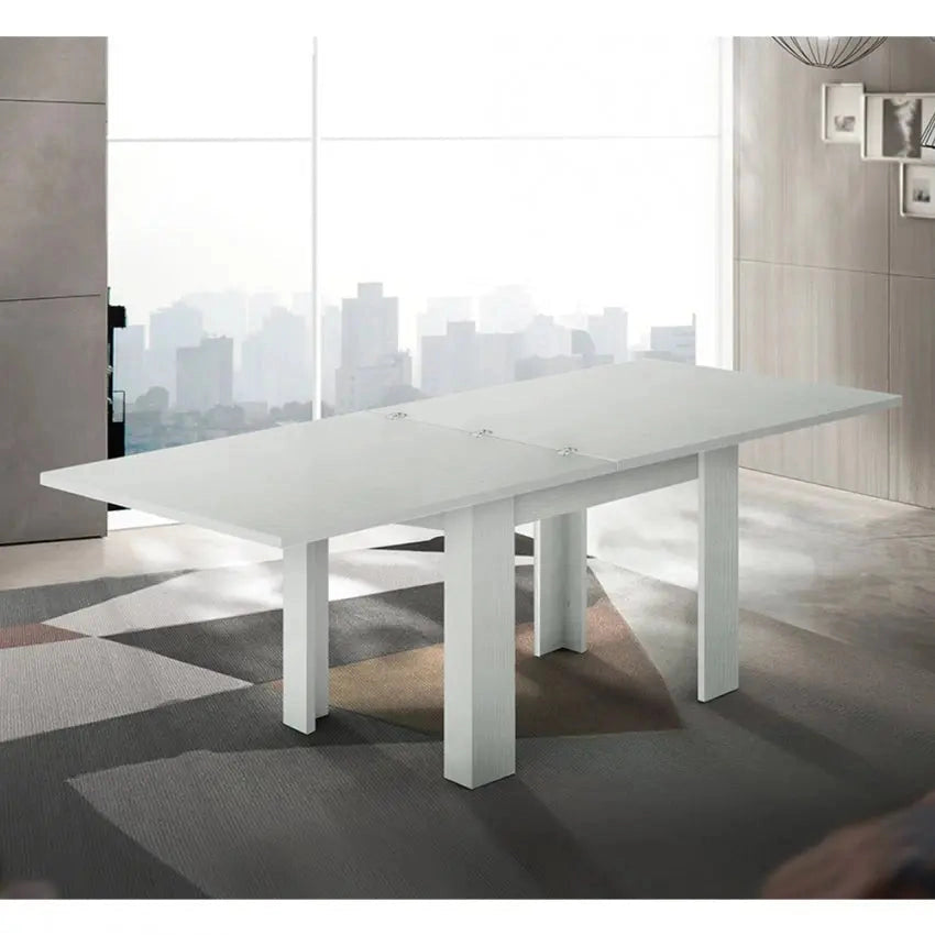 Tavolo Allungabile a Libro Design Moderno Larice Bianco "JESI"