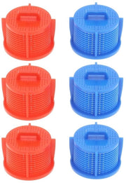 Set di Filtri di Ingresso da 6 - Filtri Universali - Rosso/Blu - Filtro a Maglia - Facile da Pulire - Per Accessori Lavatrici - Filtro Lavatrice