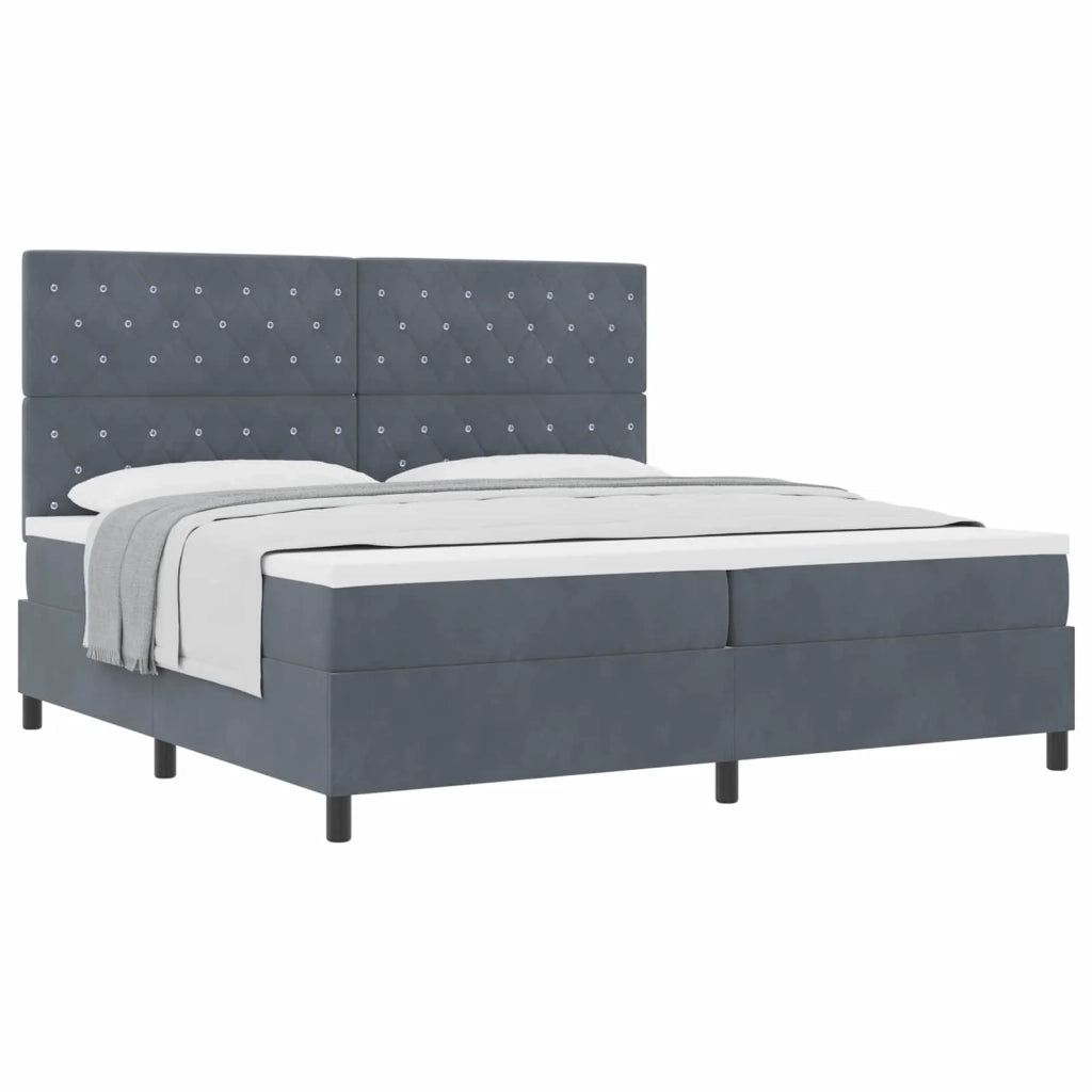 Letto a molle con materasso Grigio scuro 200 x 200 cm Velluto 3339789