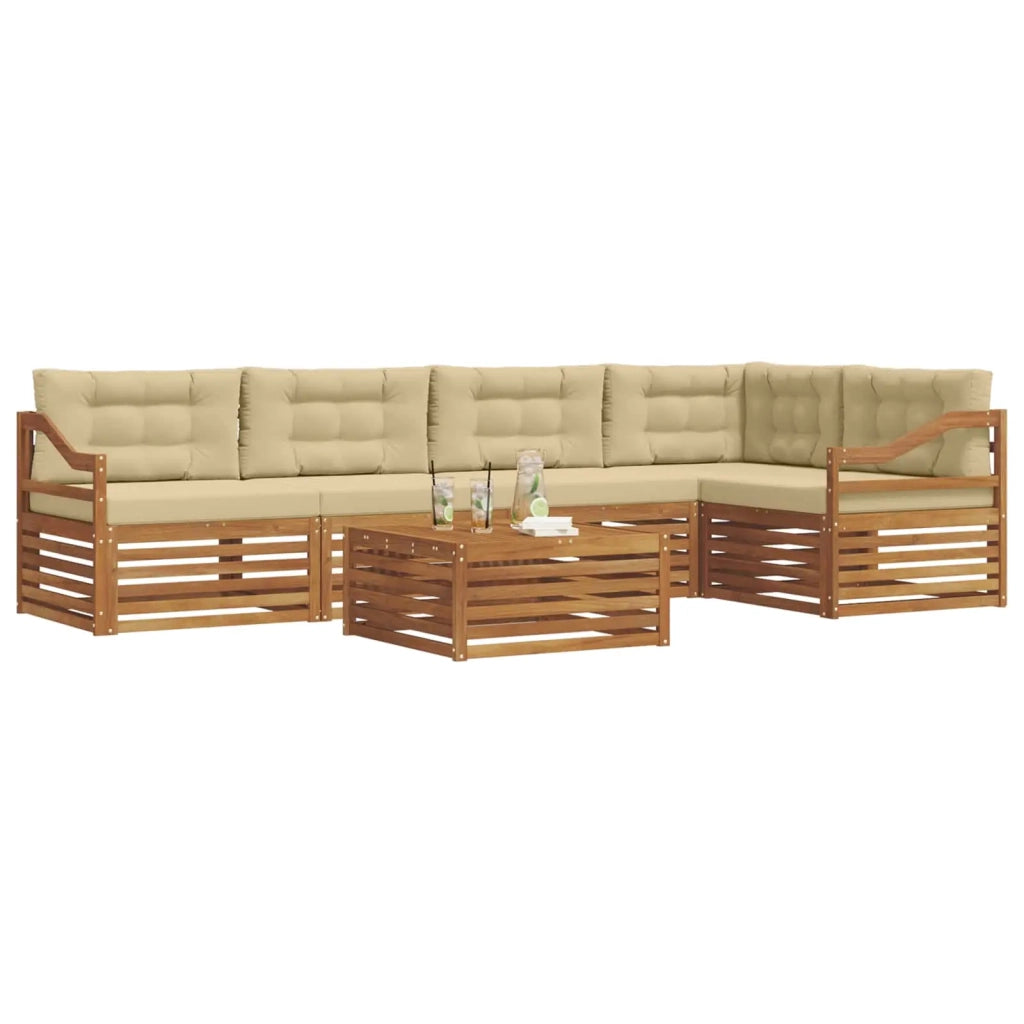 Set di divani da esterno con cuscino 6 pcs Naturale e Beige