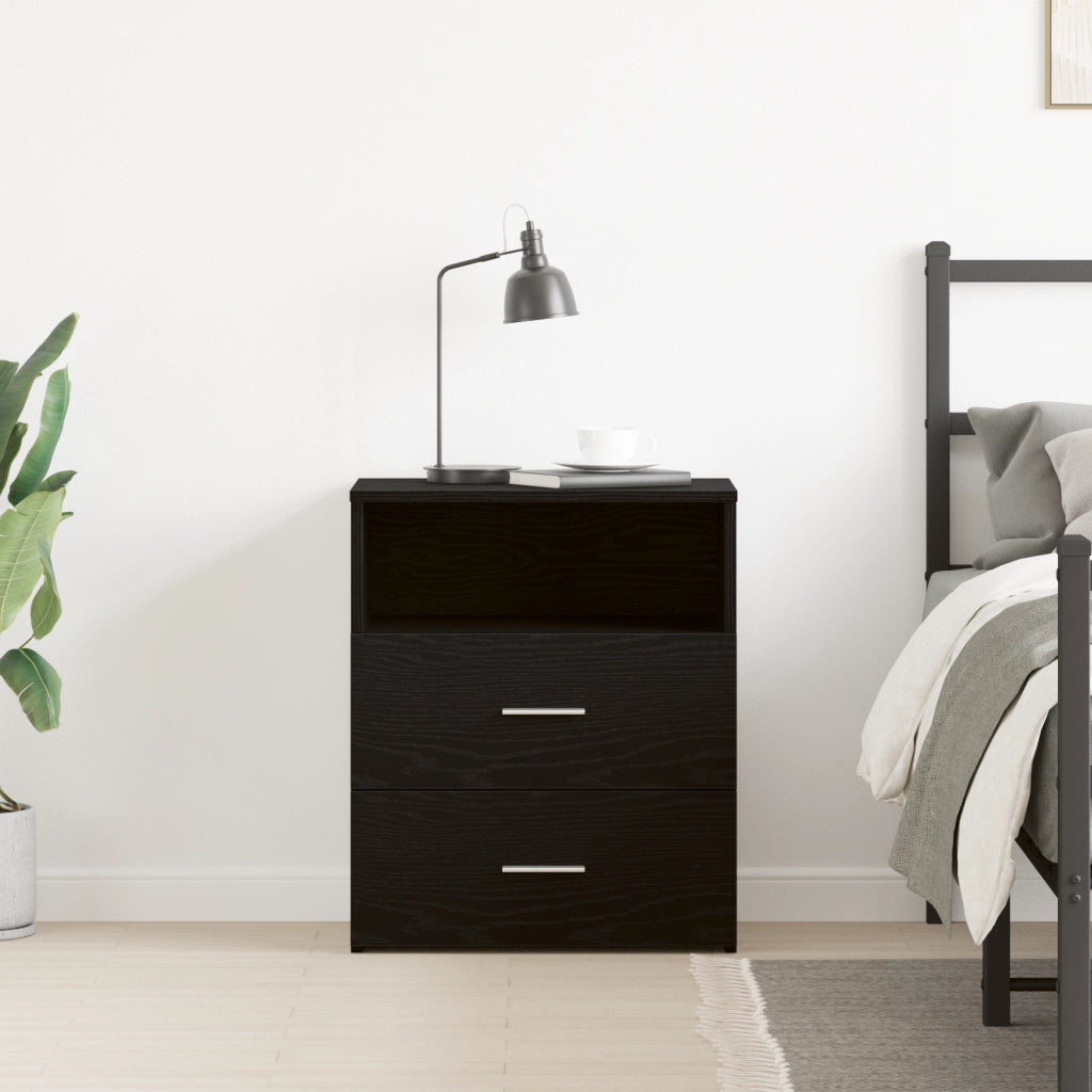 Comodino  Nero Rovere 50x32x60 cm in legno ingegnerizzato