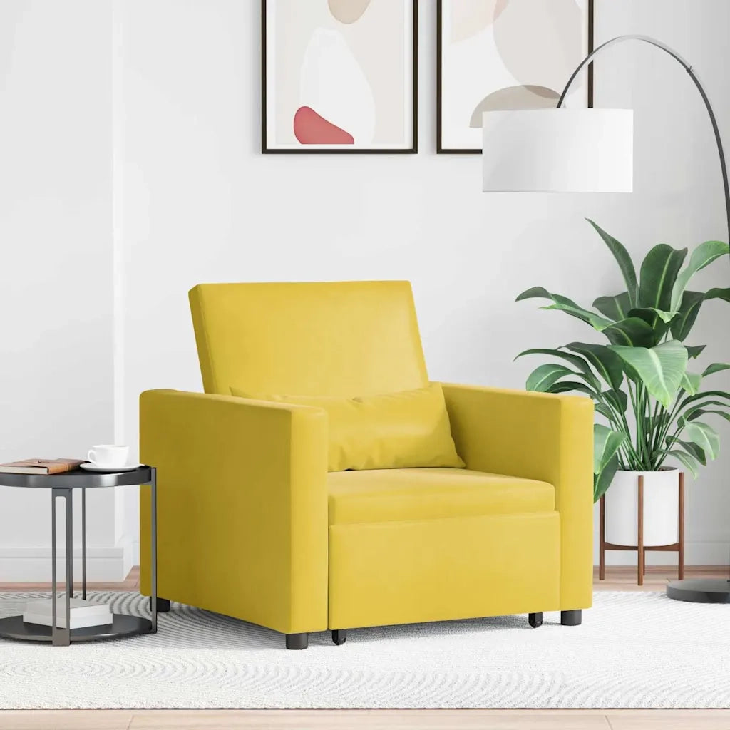 Divano letto estraibile singolo con ruote Giallo Velluto 42002704
