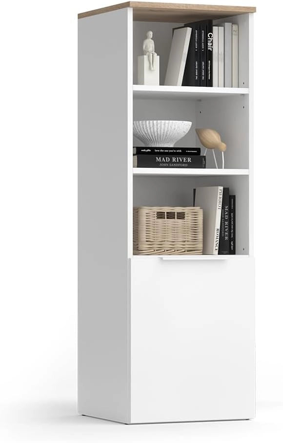 Armadio universale Wido, Bianco/Sonoma, 40.2 x 120 cm con una porta, adatto per la conservazione di oggetti domestici