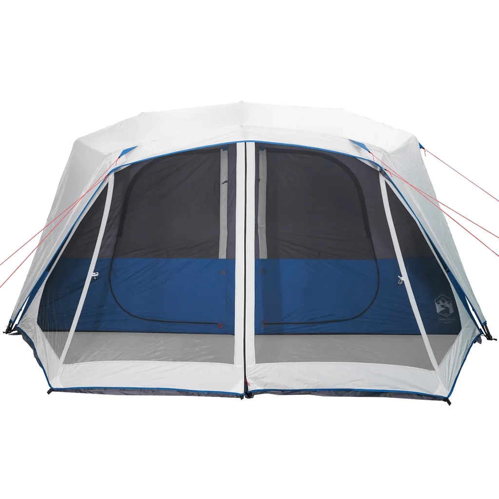 Tenda Famiglia con LED 10 Persone-Tenda da campeggio Blu Chiaro a Rilascio Rapido
