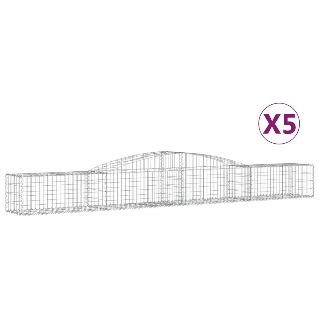 Cesti Gabbioni ad Arco 5 pz 400x50x40/60 cm Ferro Zincatocod mxl 76207