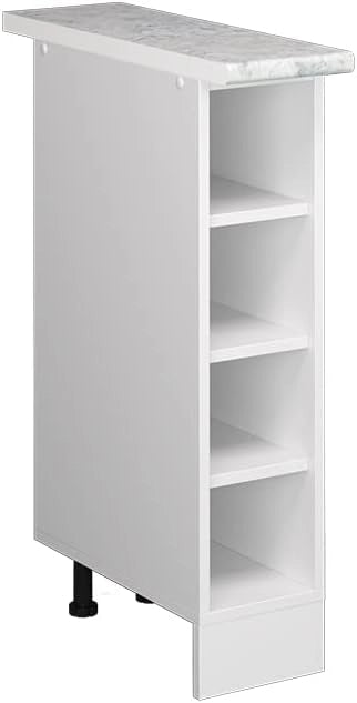 Base a ripiani R-Line, Bianco, 20 cm con ripiani aperti, con piano di lavoro, per conservazione laterale e accesso rapido