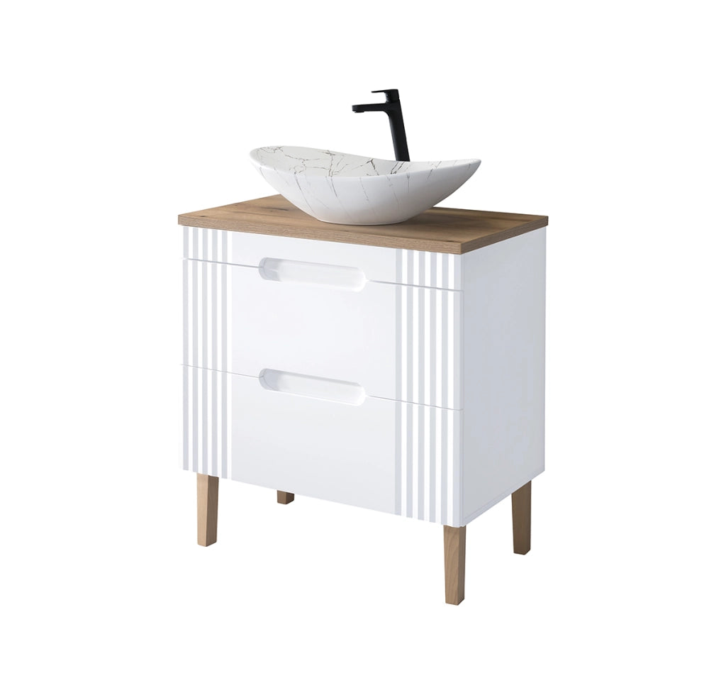 Set mobili bagno 80 cm con lavabo da appoggio Fiji White 80 cm