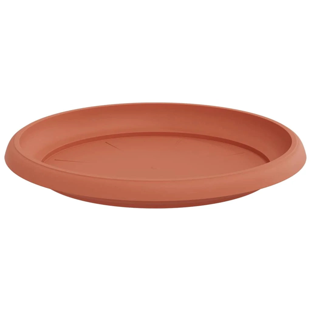 Set di 6 vassoi rotondi per fiori adatti sia per interni che per esterni 21,5 x 21,5 x 2,5 cm in plastica rosso mattone 02_0059338