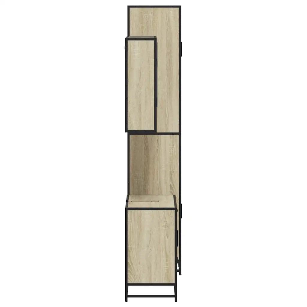 Set Mobili da Bagno 3 pz Rovere Sonoma in Legno Multistrato