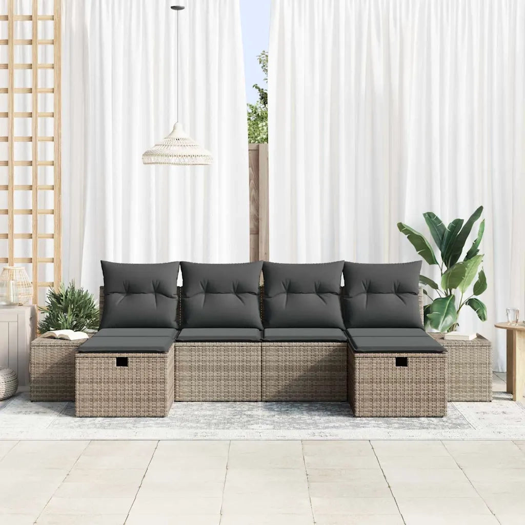 Set Divano da Giardino con cuscino 6 pcs Grigio polyrattan