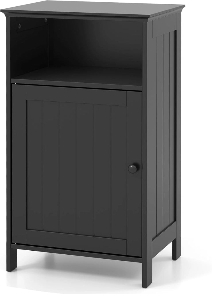 Mobile da bagno in legno con porta singola e ripiano regolabile per camera da letto, soggiorno, 40 x 30 x 70 cm, Bianco/Grigio/Nero (Nero)