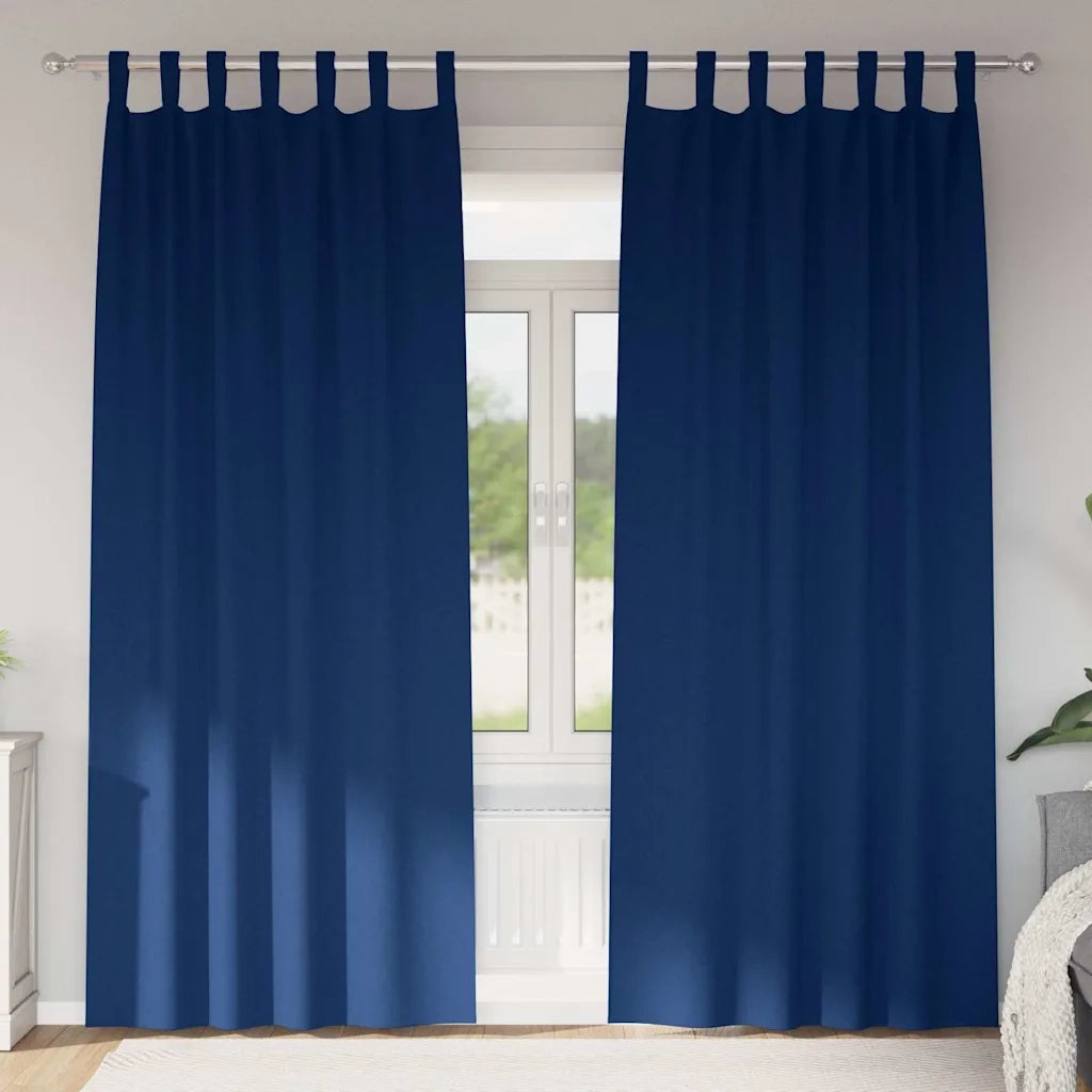 vidaXL Tende con tende 2 pcs Blu scuro Poliestere