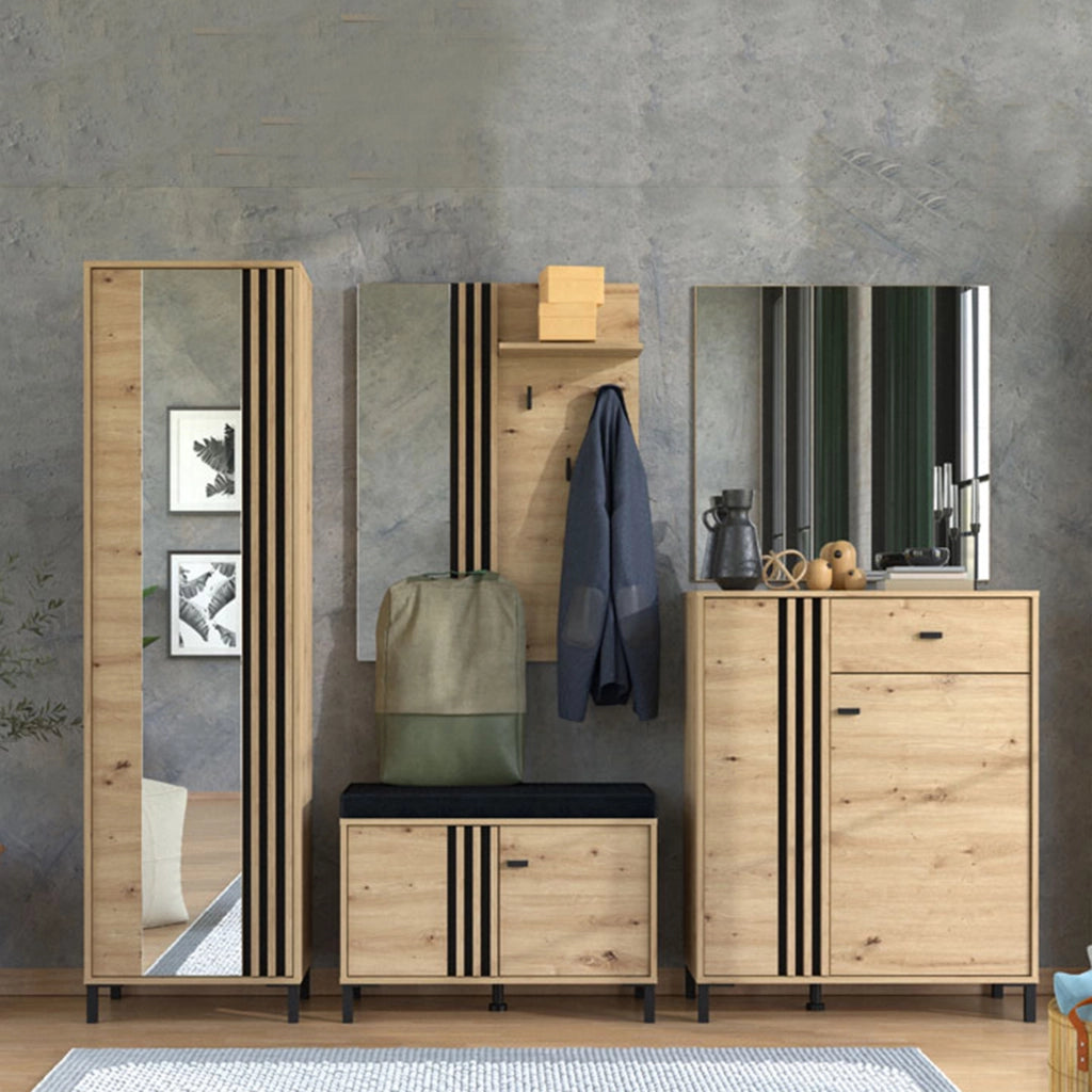 Hanga, Mobile da Ingresso un Cassetto, 87x40x110h cm Marrone Rovere Nodi