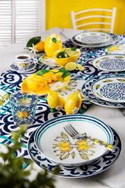 Telaio per tenda 100% cotone giallo-azzurro 45 x 140 cm stile Amalfi