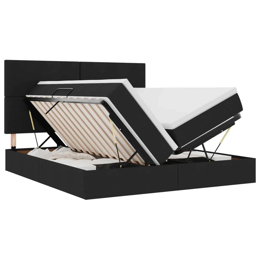 Letto con Contenitore Nero 200 x 200 cm Pelle Sintetica