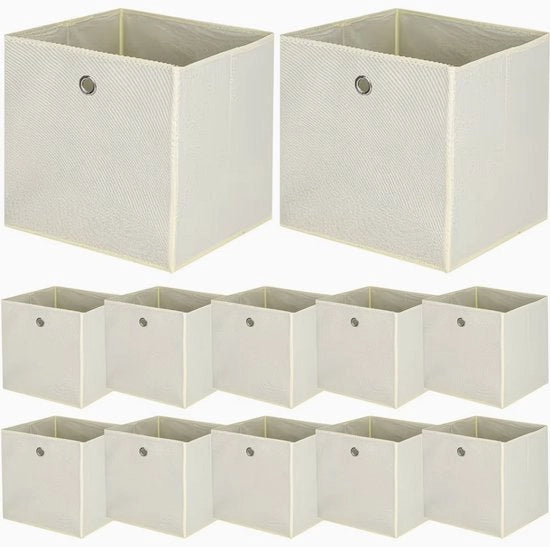 Set di 10 Scatole di Archiviazione Opportune 32x32x32 cm – Scatole di Archiviazione in Tessuto con Maniglia – Scatole di Archiviazione Cubiche per Scomparti Kallax & Divisori di Spazio – Scatole di Archiviazione Inclinabili