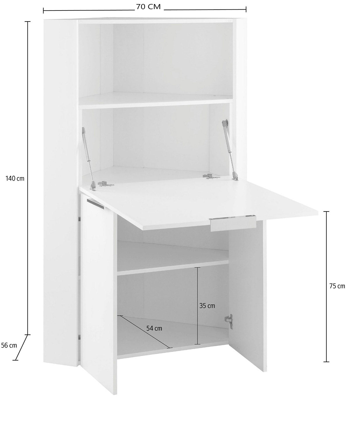Scrivania Angolare 70x35x140 cm Dalia Bianco Lucido