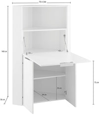 Scrivania Angolare 70x35x140 cm Dalia Bianco Lucido