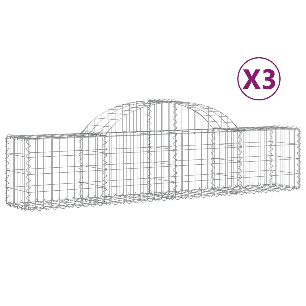 Cesti Gabbioni ad Arco 3 pz 200x30x40/60 cm Ferro Zincato 3146048