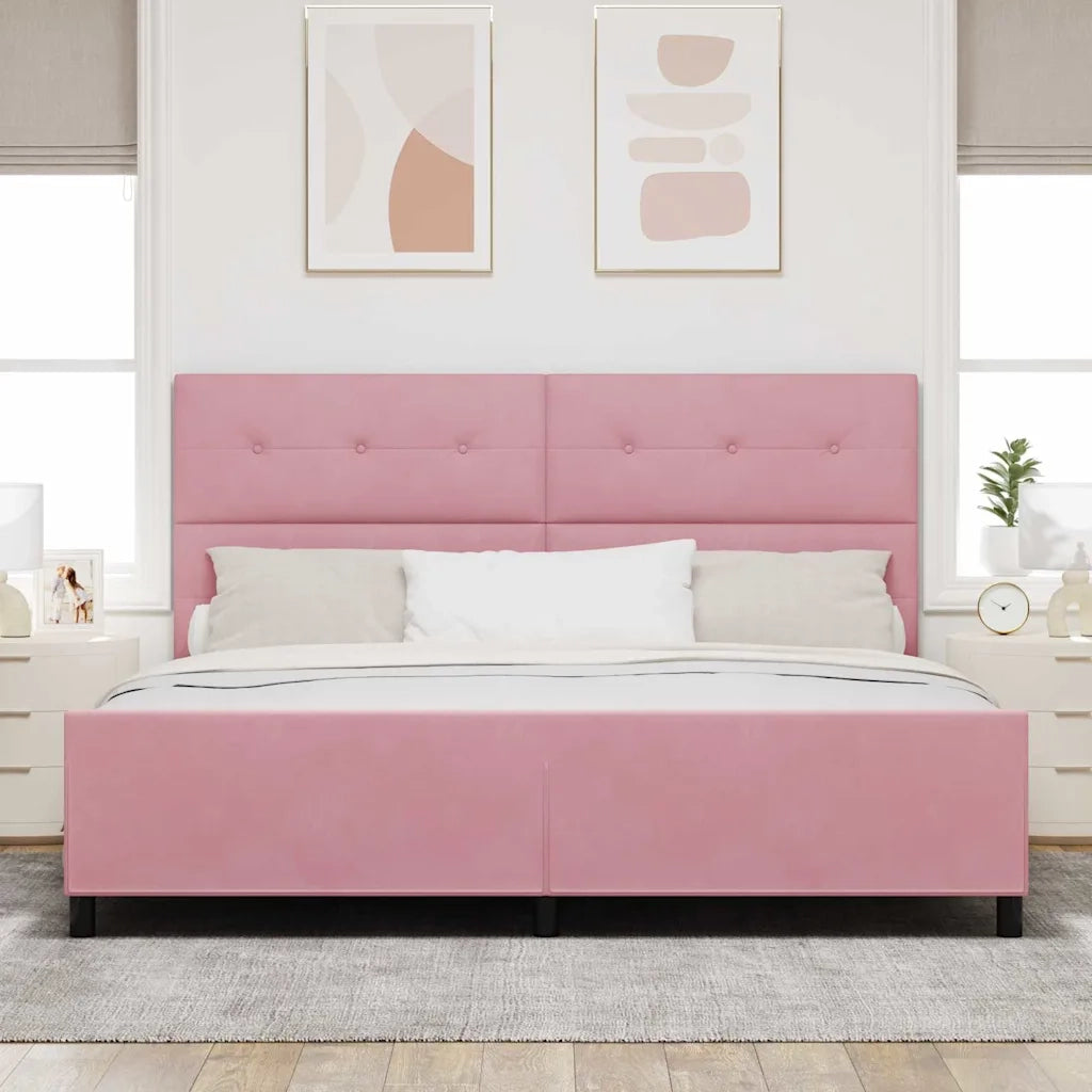 Letto a molle con testiera Rosa 200 x 200 cm Velluto 3344968