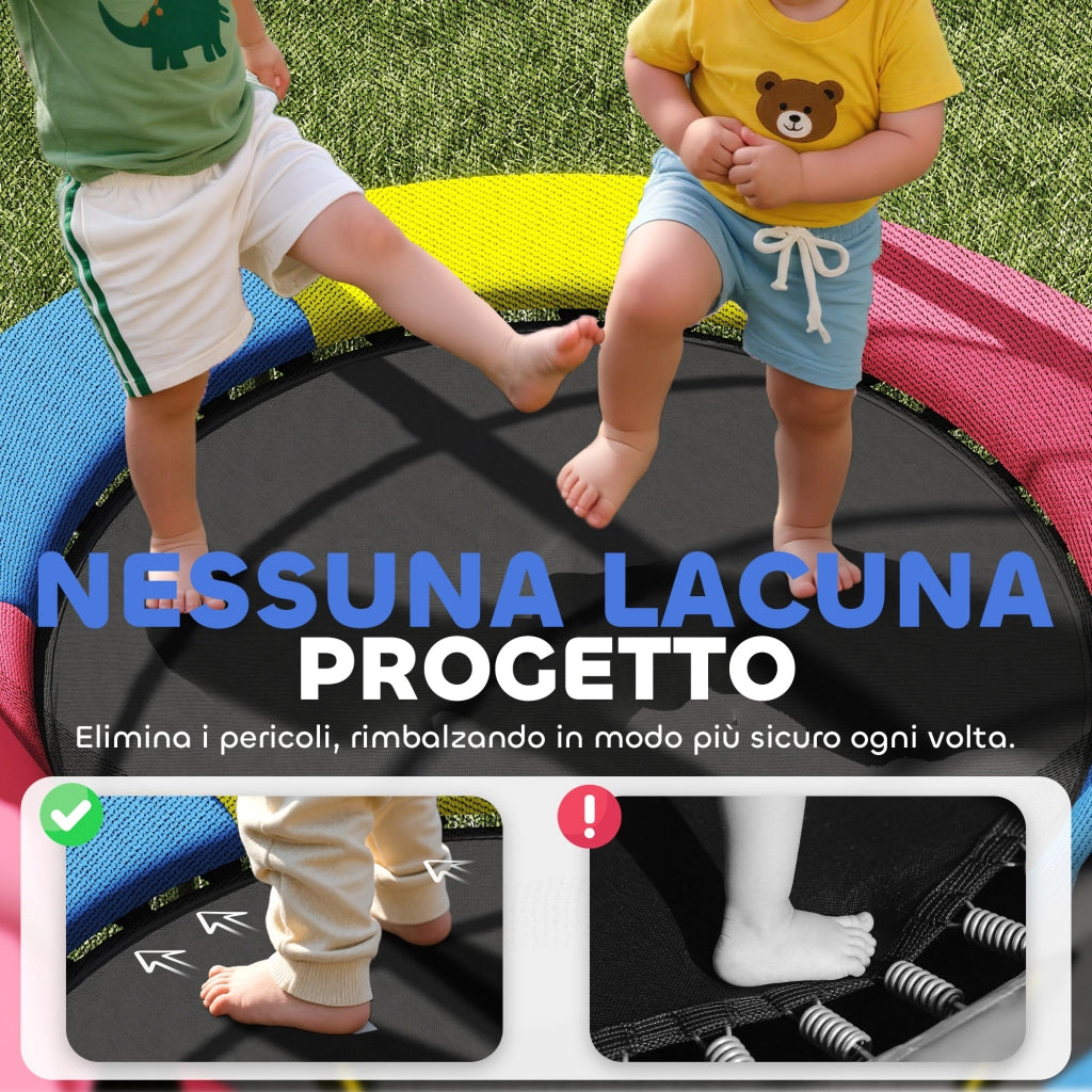 Trampolino per Bambini con Rete di Sicurezza ¨C Zephmum ¨C ?160x190 cm, Multicolore