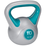 Kettlebell 10kg ¨C Xylo ¨C PU e Sabbia, Base Piatta, 22x16x26 cm, Verde Scuro