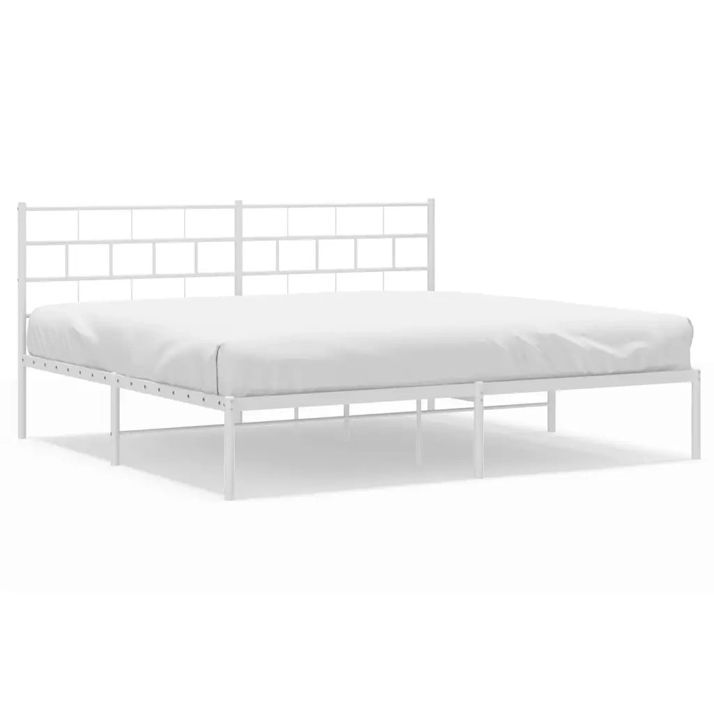 Giroletto con Testiera-Struttura Letto con testiera Metallo Bianco 180x200 cm 377826