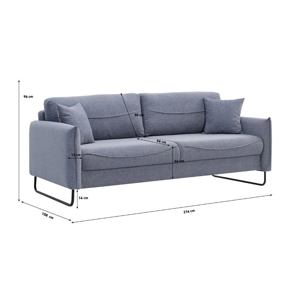 Divano letto grigio chiaro 214x108x96
