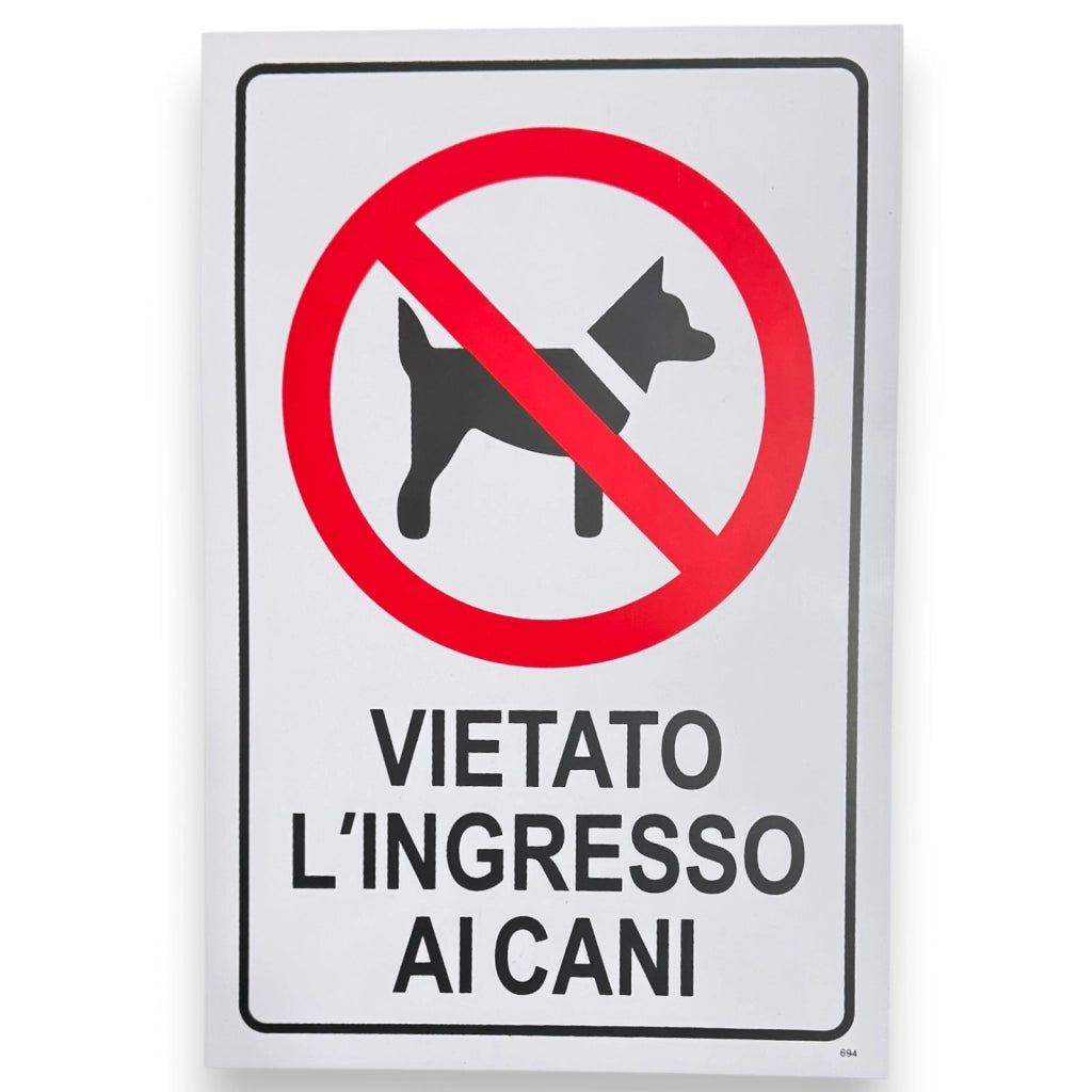 Cartello Vietato Ingresso ai Cani 30x20 cm con Adesivi Posteriori 61906