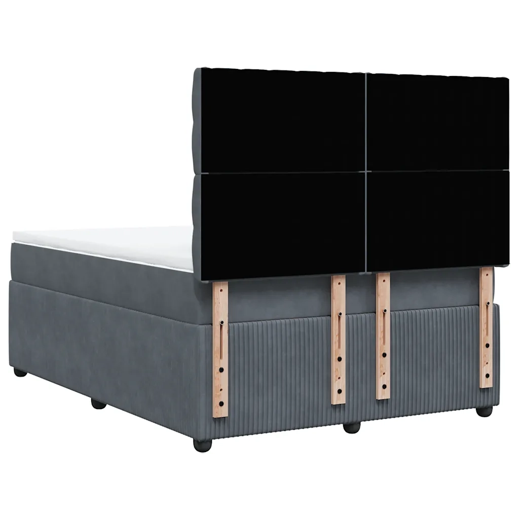 Giroletto a Molle con Materasso Grigio Scuro 140x200 cm Velluto 3292365