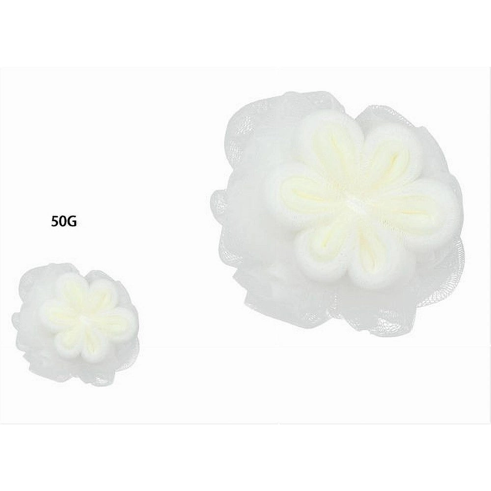 Trade Shop - Spugna A Rete Da Bagno Doccia Con Fiore Morbida Esfoliante Scrubber Bianca 79582 -
