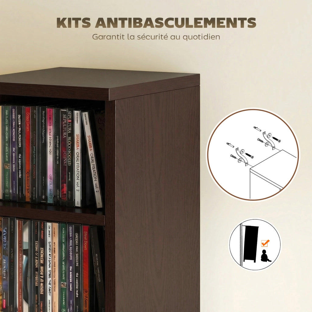 Libreria a colonne per CD e DVD ¨C zephmum ¨C marrone 21x22.5x88.5 cm