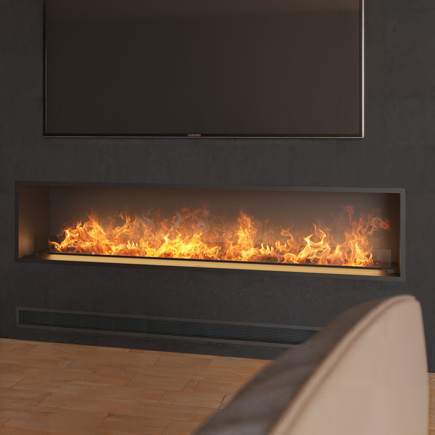 Camino a Vapore Elettrico da Incasso 220x45(64,8)x40 cm Invapo Inside con Ricarica Automatica e LED RGB Nero