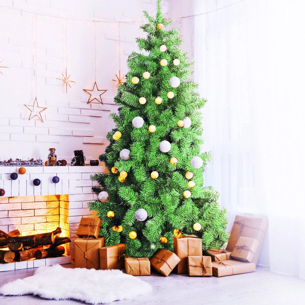 Albero di Natale Santa Claus, Albero artificiale extra folto, Albero effetto reale in PVC, 727 rami, Altezza cm 210