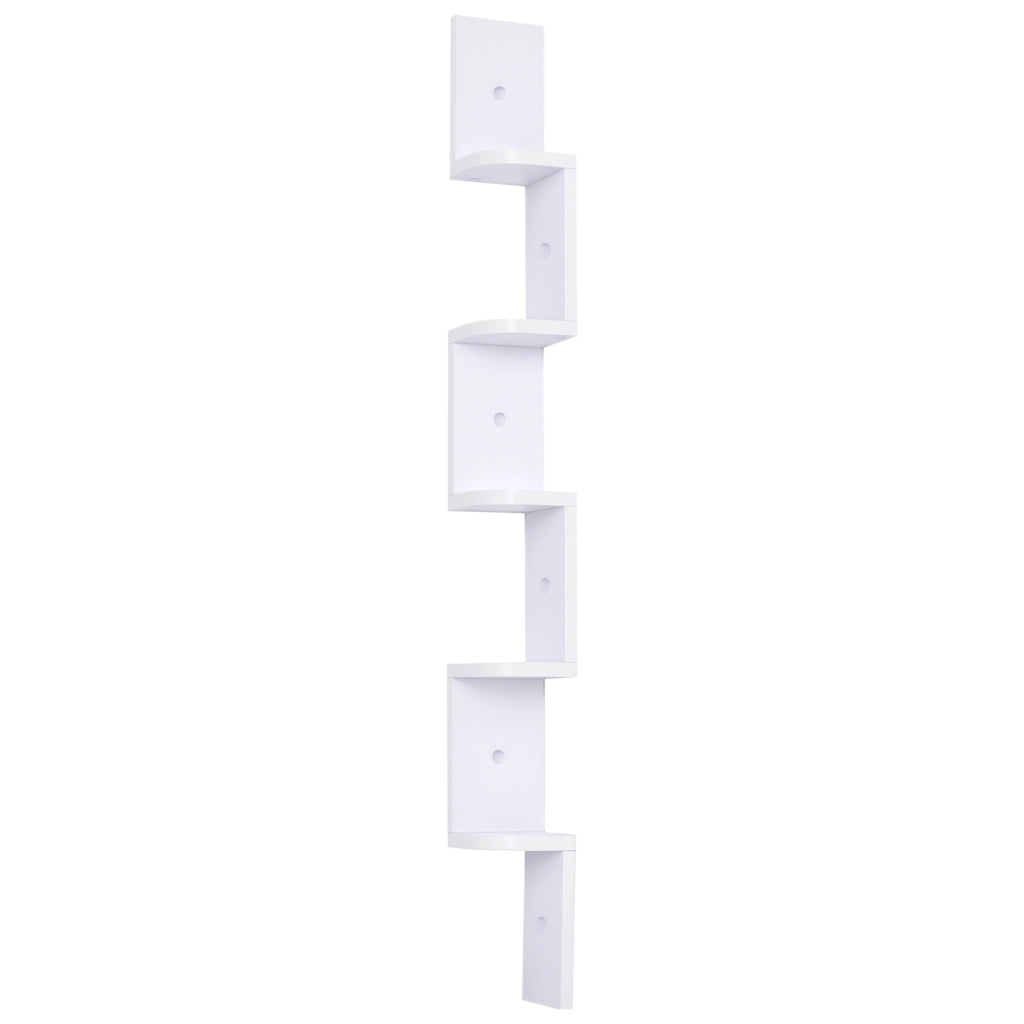 Libreria a Parete Angolare 5 Livelli Legno Bianco ¨C zephmum ¨C 120 cm