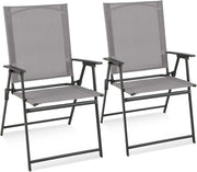 Set di 2/4 Sedie Pieghevoli da Giardino in Textilene Resistente alle Intemperie, Sedie da Esterno con Schienale Alto, Poltrona Portatile per Giardino Campeggio Patio (2 pz)