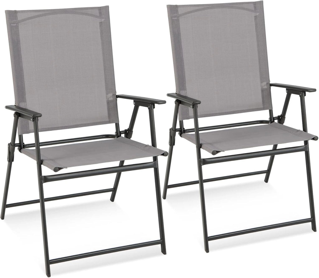 Set di 2/4 Sedie Pieghevoli da Giardino in Textilene Resistente alle Intemperie, Sedie da Esterno con Schienale Alto, Poltrona Portatile per Giardino Campeggio Patio (2 pz)