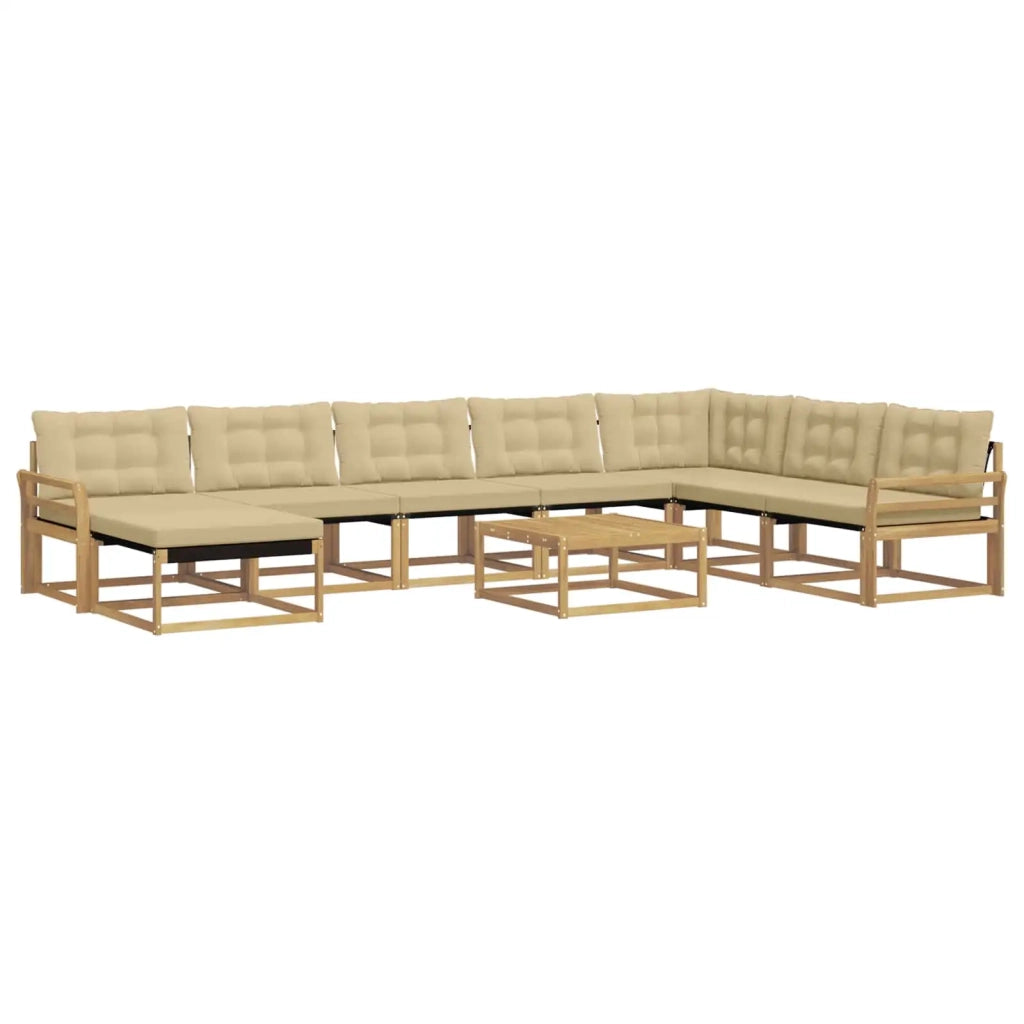 Set di divani da esterno 9 pcs Bianco e Beige
