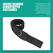 Cinturone di allenamento 2D - Resistenza regolabile - Accessori per sollevamento pesi - Esercizi di fitness - Cotone - Nero - Cinturino di fitness