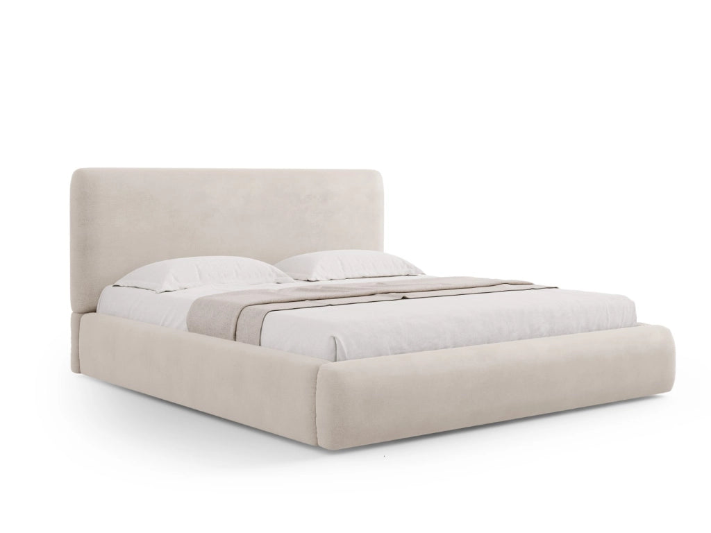 Cosmopolitan Design - Letto a cassettone con testiera "Colonel" 200x200cm in ciniglia beige 