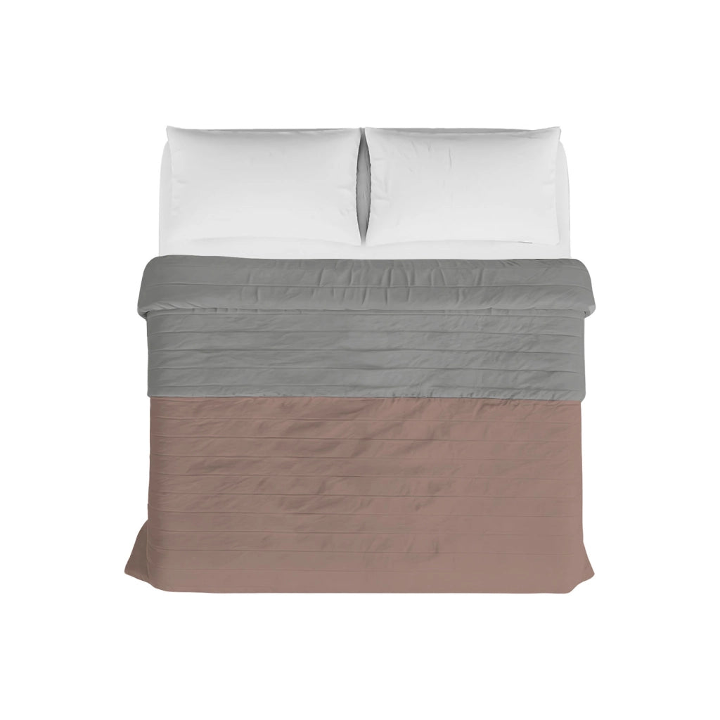 Trapuntino Estivo Double Face Effetto Water Washed Singolo 170x250 cm in Poliestere Rosa Antico e Grigio Chiaro