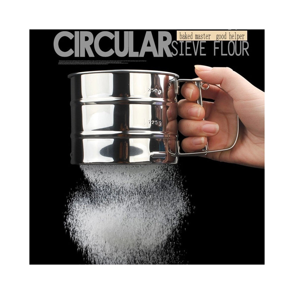 Trade Shop - Setaccio Da Cucina Per Farina E Zucchero A Velo Acciaio Inox Spolverare 250 Gr -