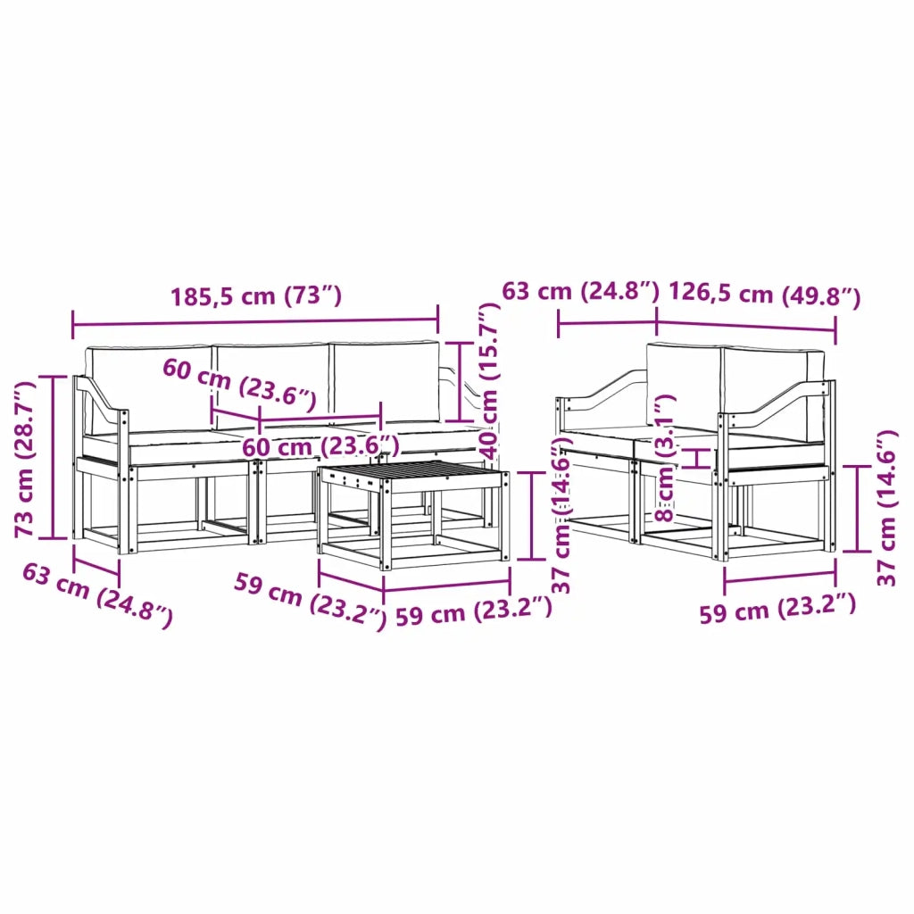 Set di divani da esterno 6 pz 3387259