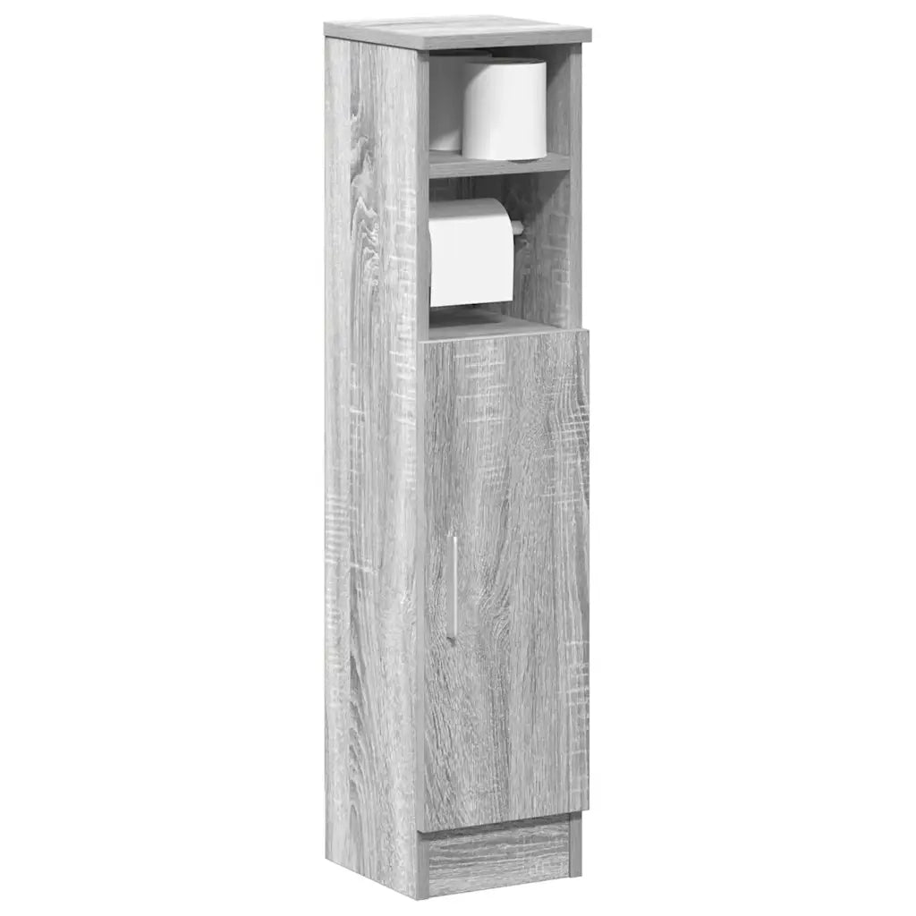 vidaXL Mobile da Bagno con Portarotolo Grigio Sonoma 20,5x22x90 cm