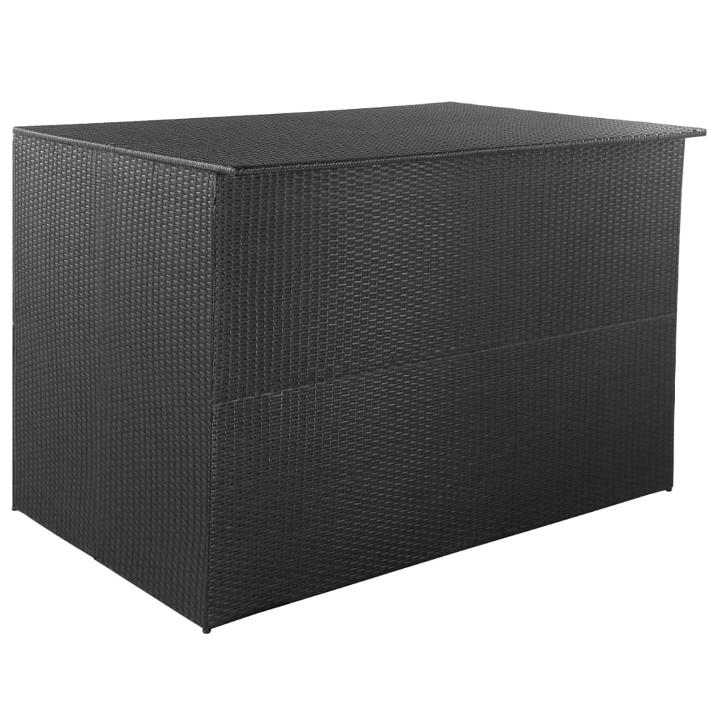 Contenitore da giardino/box 150 x 100 x 100 cm resina intrecciata nera 02_0013113