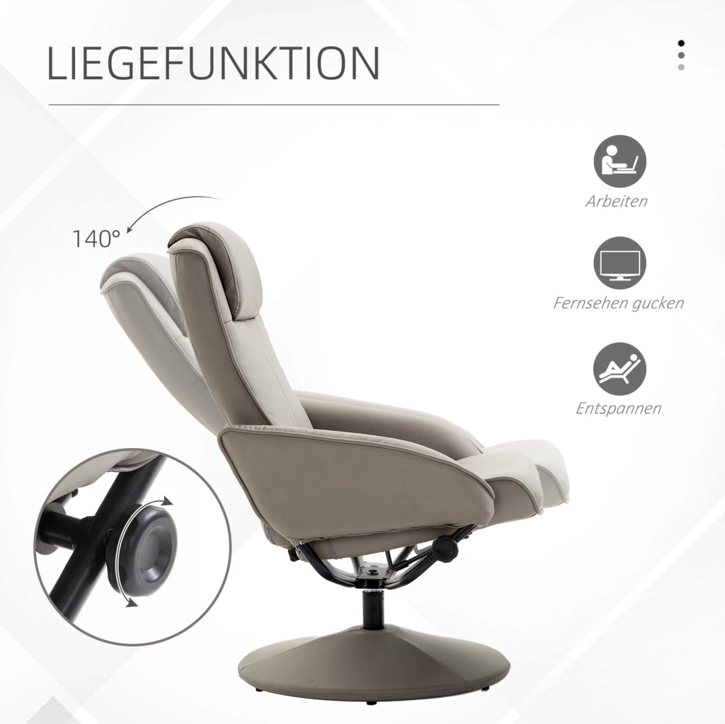 Poltrona relax girevole 360° con poggiapiedi grigia